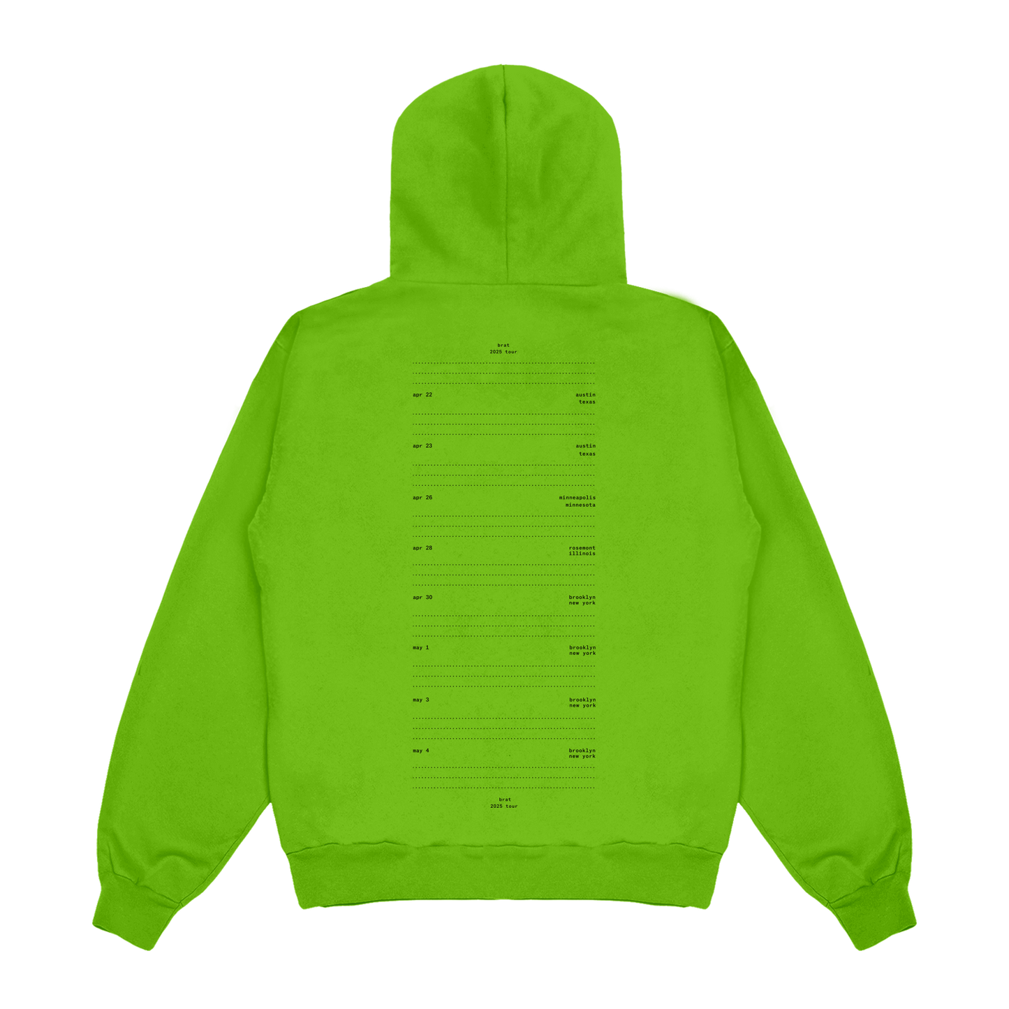brat 2025 tour hoodie